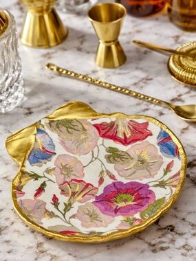 Hand Crafted Morning Glory Trinket Shell Dish